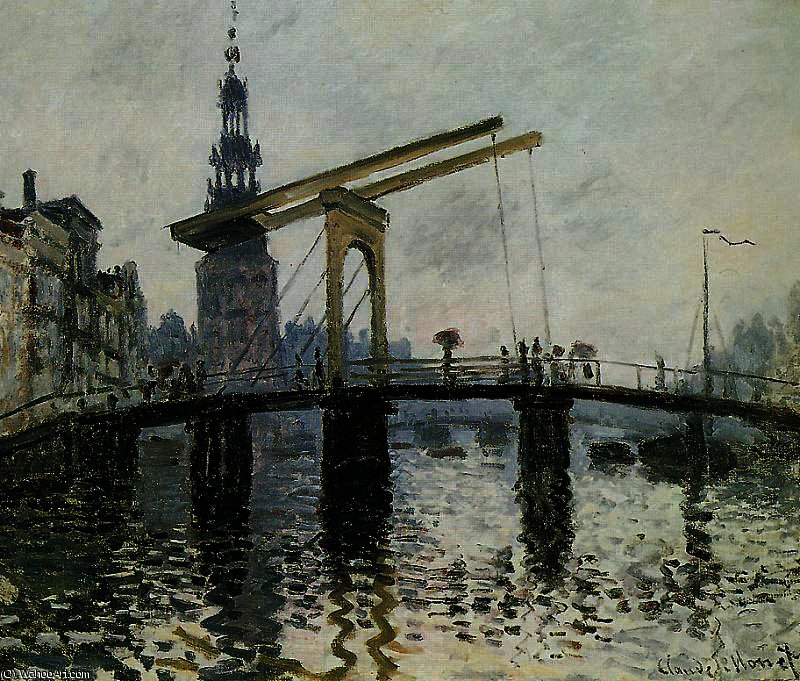 WikiOO.org - Εγκυκλοπαίδεια Καλών Τεχνών - Ζωγραφική, έργα τέχνης Claude Monet - Rapenburgwal with Montelbaanstoren Sun