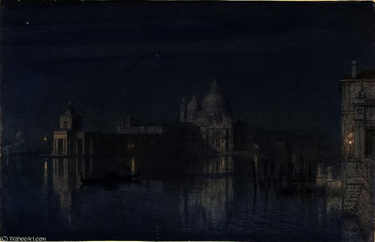 Wikioo.org - The Encyclopedia of Fine Arts - Painting, Artwork by Edward John Poynter - Santa Maria della Salute Venice Moonlight