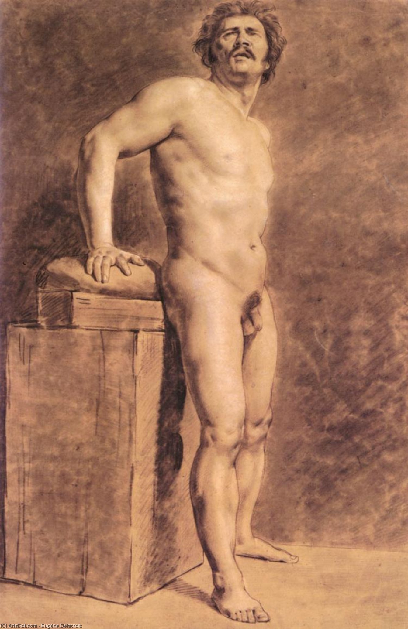 WikiOO.org - Encyclopedia of Fine Arts - Malba, Artwork Eugène Delacroix - male academy figure