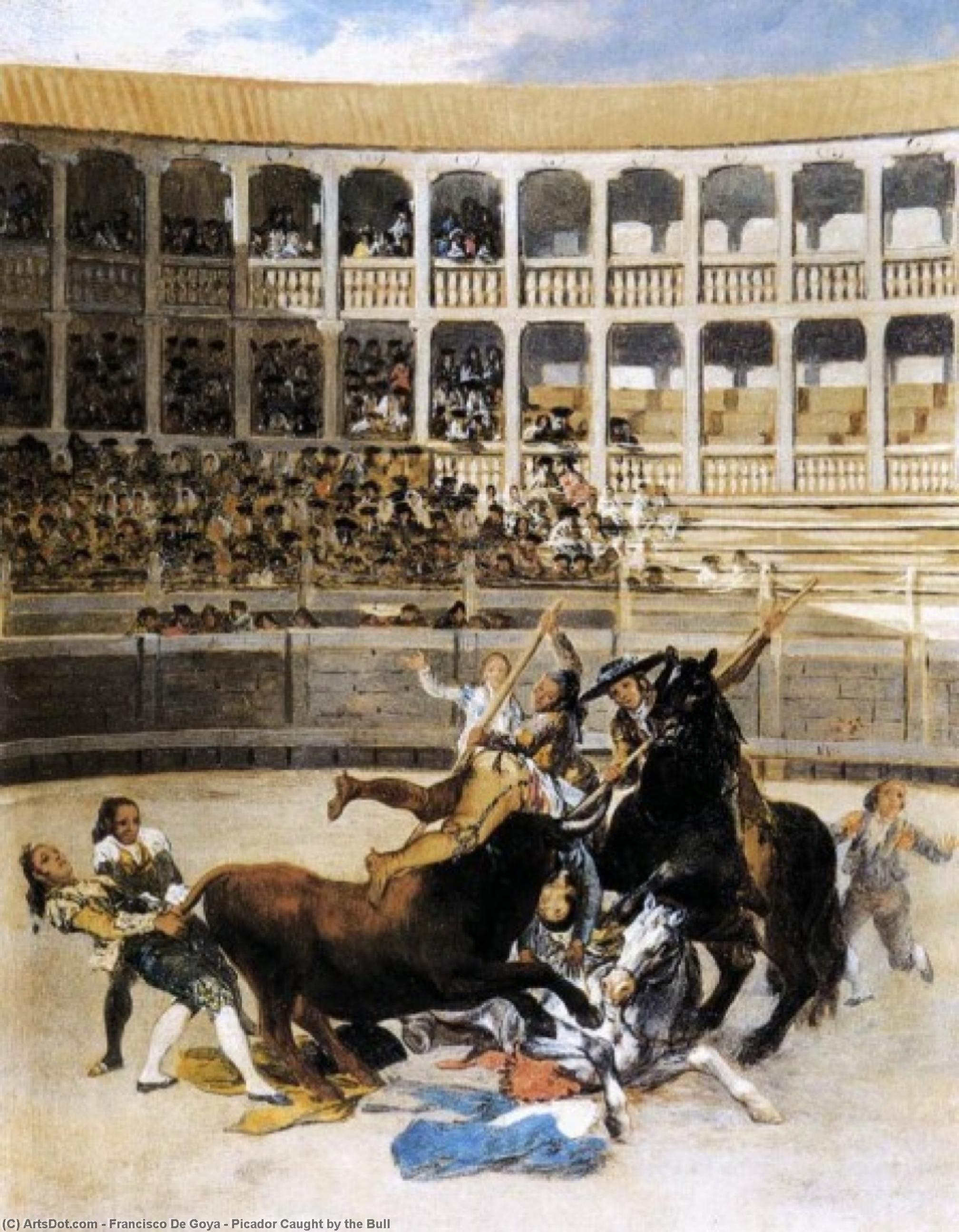 WikiOO.org - Encyclopedia of Fine Arts - Maalaus, taideteos Francisco De Goya - Picador Caught by the Bull