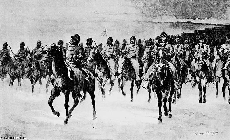 WikiOO.org - Encyclopedia of Fine Arts - Målning, konstverk Frederic Remington - Miles Army at Pine Ridge. The Cavalry
