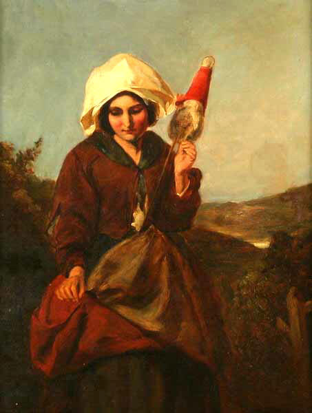 WikiOO.org - אנציקלופדיה לאמנויות יפות - ציור, יצירות אמנות Frederick Goodall - Peasant girl spinning