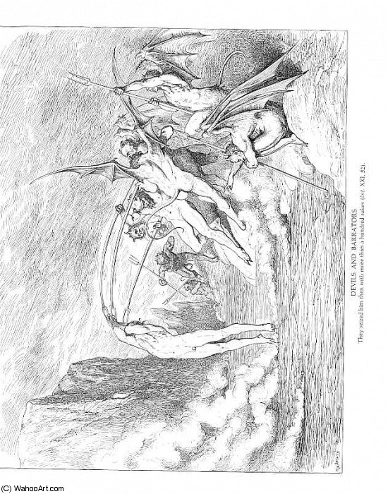 Wikioo.org - Encyklopedia Sztuk Pięknych - Malarstwo, Grafika Paul Gustave Doré - Devils and Barrators