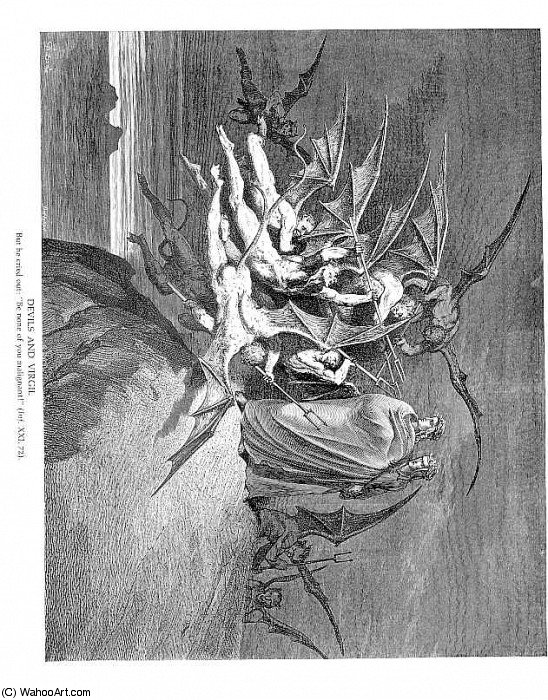 Wikioo.org - Encyklopedia Sztuk Pięknych - Malarstwo, Grafika Paul Gustave Doré - Devils and Virgil