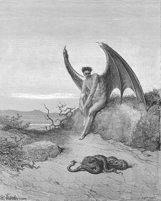 Wikioo.org - The Encyclopedia of Fine Arts - Painting, Artwork by Paul Gustave Doré - pl038 Him fast sleeping soon he found In labyrinth of many a round self rolled