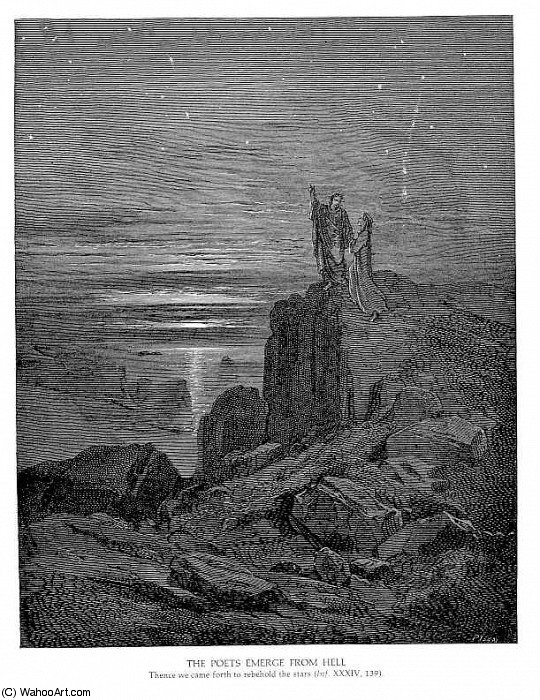 WikiOO.org - Encyclopedia of Fine Arts - Maalaus, taideteos Paul Gustave Doré - The Poets Emerge from Hell