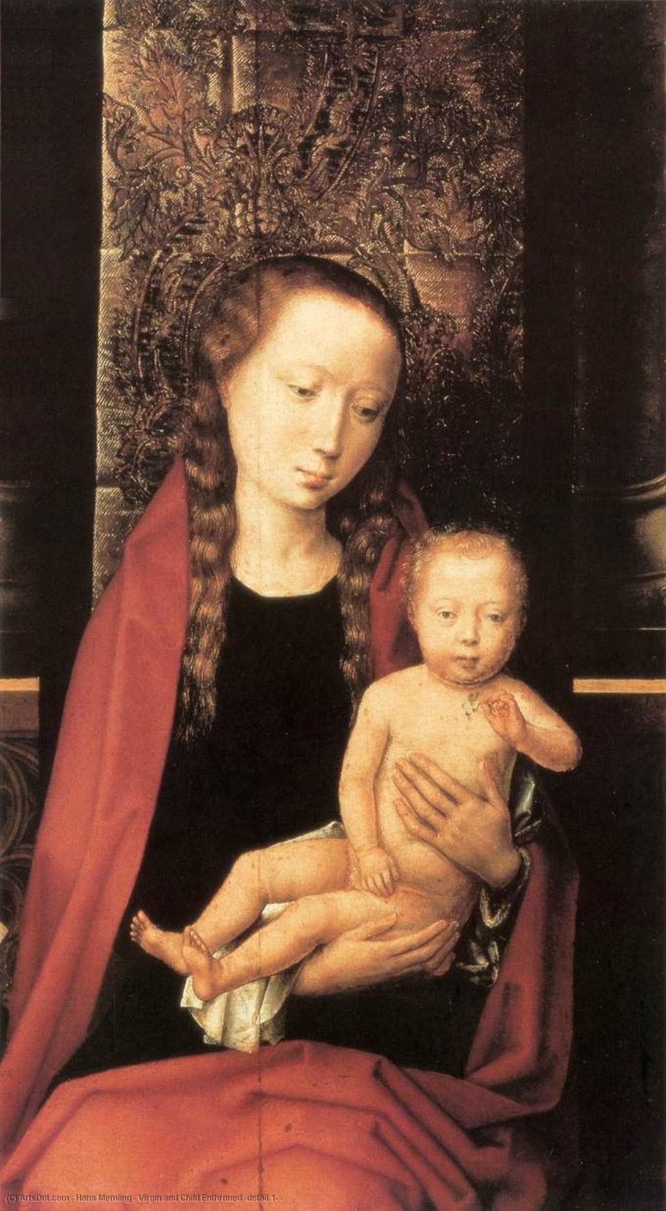 Wikioo.org - The Encyclopedia of Fine Arts - Painting, Artwork by Hans Memling - Virgin and Child Enthroned (detail 1) -