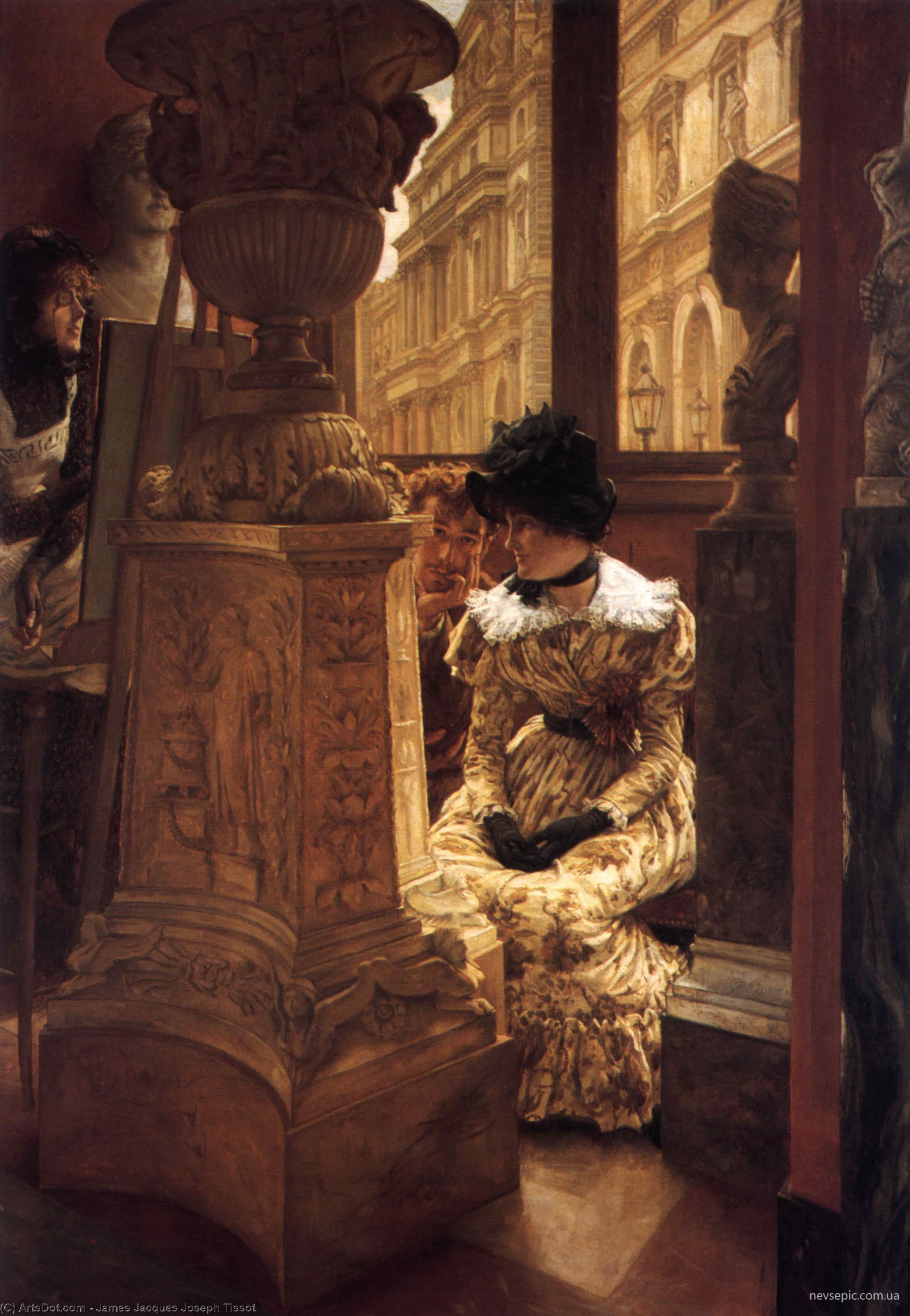 Wikioo.org - สารานุกรมวิจิตรศิลป์ - จิตรกรรม James Jacques Joseph Tissot - In the Louvre