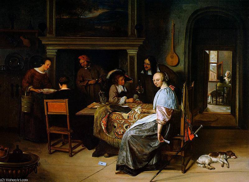 Wikioo.org - The Encyclopedia of Fine Arts - Painting, Artwork by Jan Steen - The card players Sun