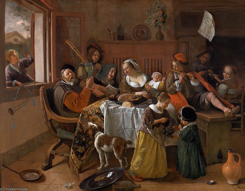 WikiOO.org - Encyclopedia of Fine Arts - Schilderen, Artwork Jan Steen - the merry family