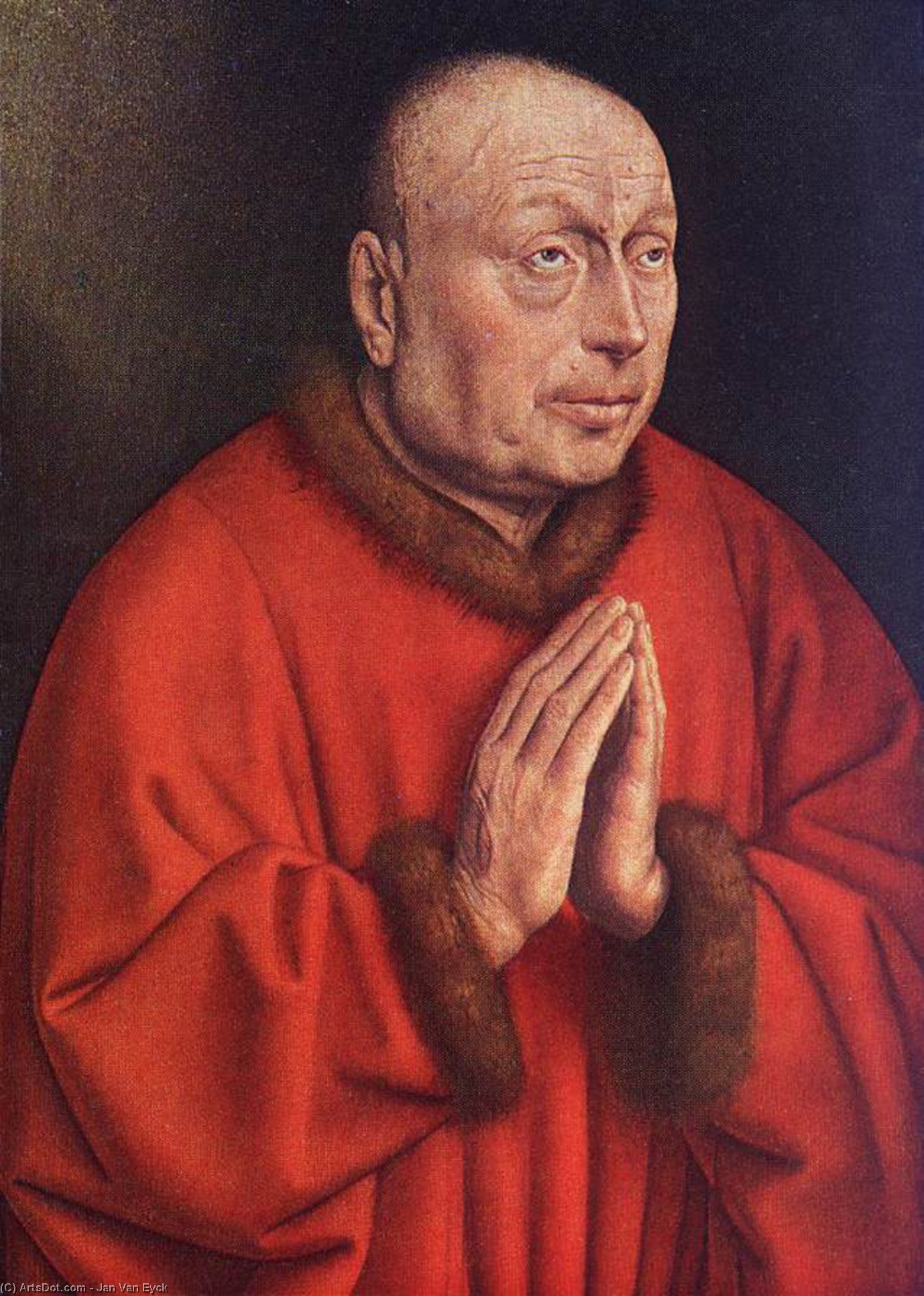 Wikioo.org – L'Enciclopedia delle Belle Arti - Pittura, Opere di Jan Van Eyck - Il Polittico di Gand Antartico  donatore  particolare