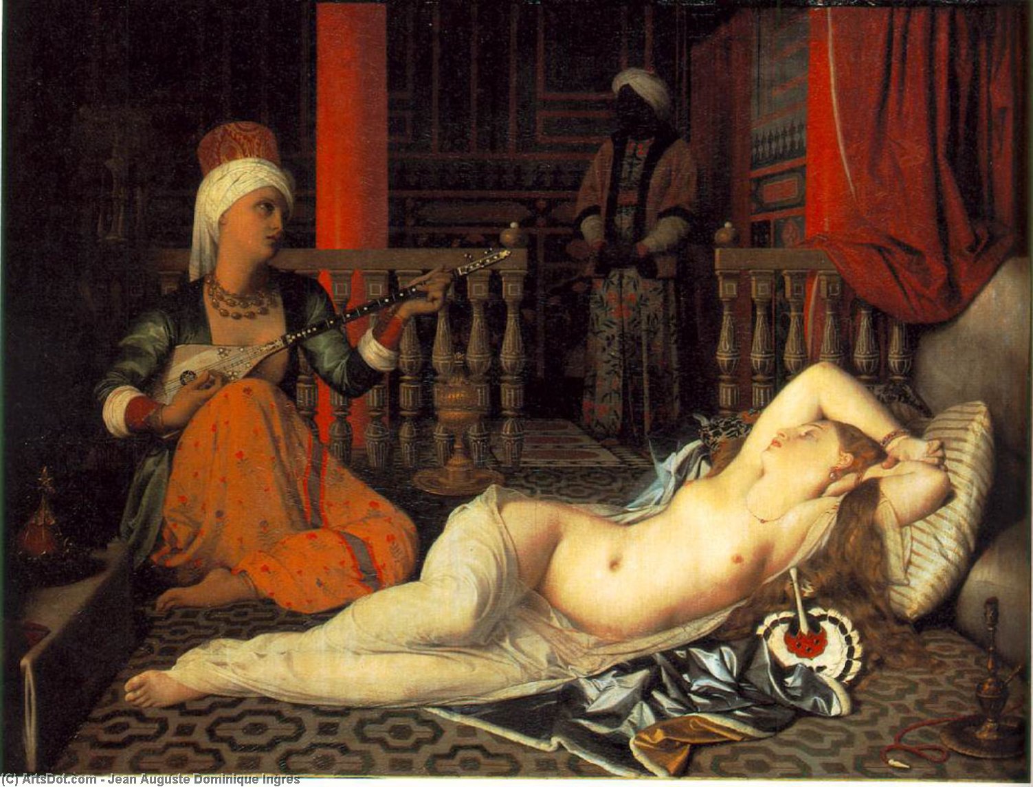 Wikioo.org - The Encyclopedia of Fine Arts - Painting, Artwork by Jean Auguste Dominique Ingres - Odalisque with a slave