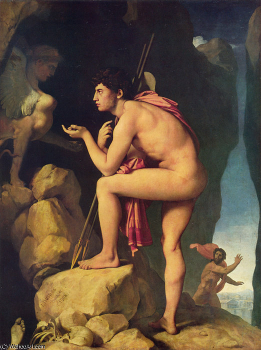 WikiOO.org - Enciklopedija likovnih umjetnosti - Slikarstvo, umjetnička djela Jean Auguste Dominique Ingres - Oedipus and the Sphinx