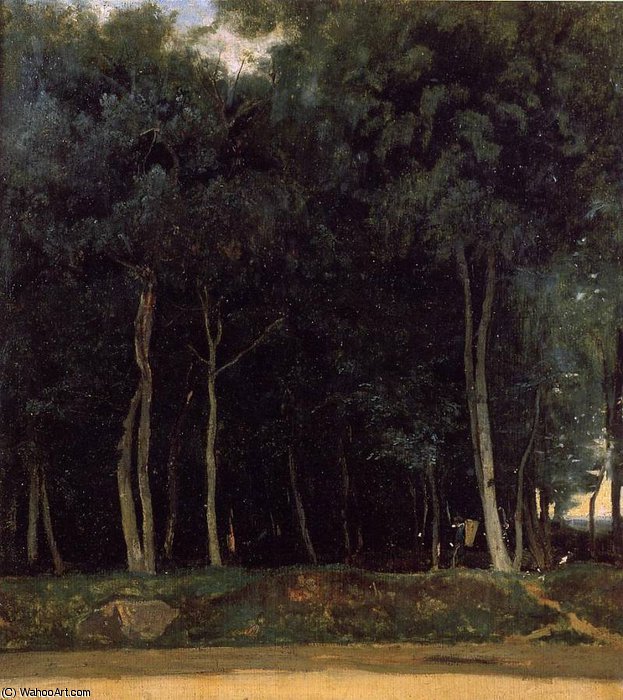WikiOO.org - Encyclopedia of Fine Arts - Maalaus, taideteos Jean Baptiste Camille Corot - Fontainebleau the Bas Breau Road