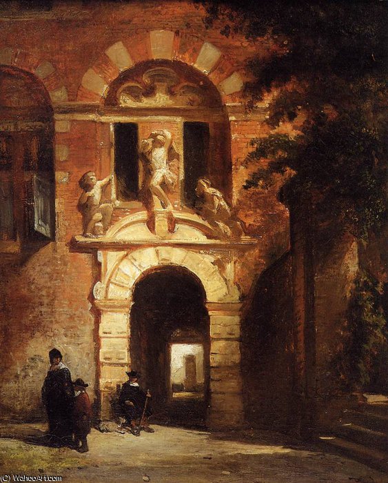 Wikioo.org – L'Encyclopédie des Beaux Arts - Peinture, Oeuvre de Johannes Bosboom - porte principale Stadsdoelen hoorn soleil