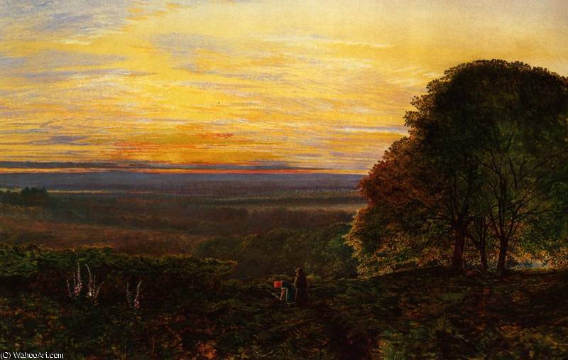 Wikioo.org - The Encyclopedia of Fine Arts - Painting, Artwork by John Atkinson Grimshaw - Sunset from Chilworth Common, Hampshire