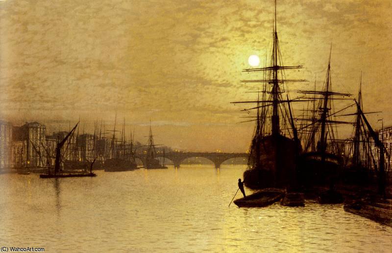 Wikioo.org - The Encyclopedia of Fine Arts - Painting, Artwork by John Atkinson Grimshaw - the thames below london bridge