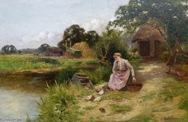 Wikioo.org - The Encyclopedia of Fine Arts - Painting, Artwork by Ernest Charles Walbourn - Woman By A Pond