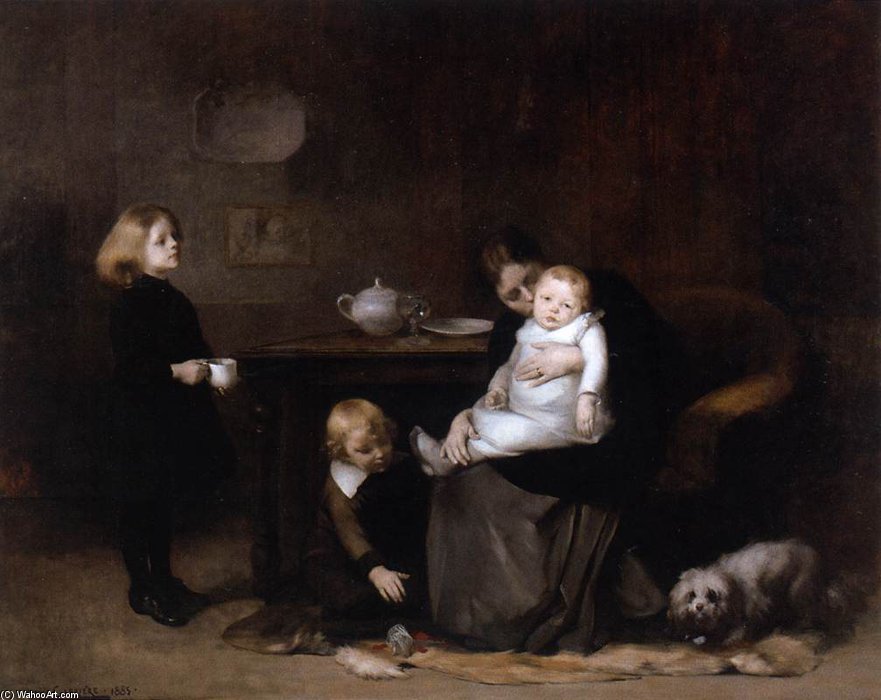 WikiOO.org - Encyclopedia of Fine Arts - Maleri, Artwork Eugène Anatole Carrière - The Sick Child