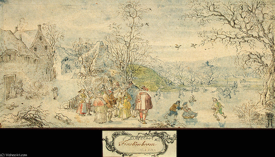 WikiOO.org - Encyclopedia of Fine Arts - Lukisan, Artwork Denis Van Alsloot - Winter Landscape with Figures