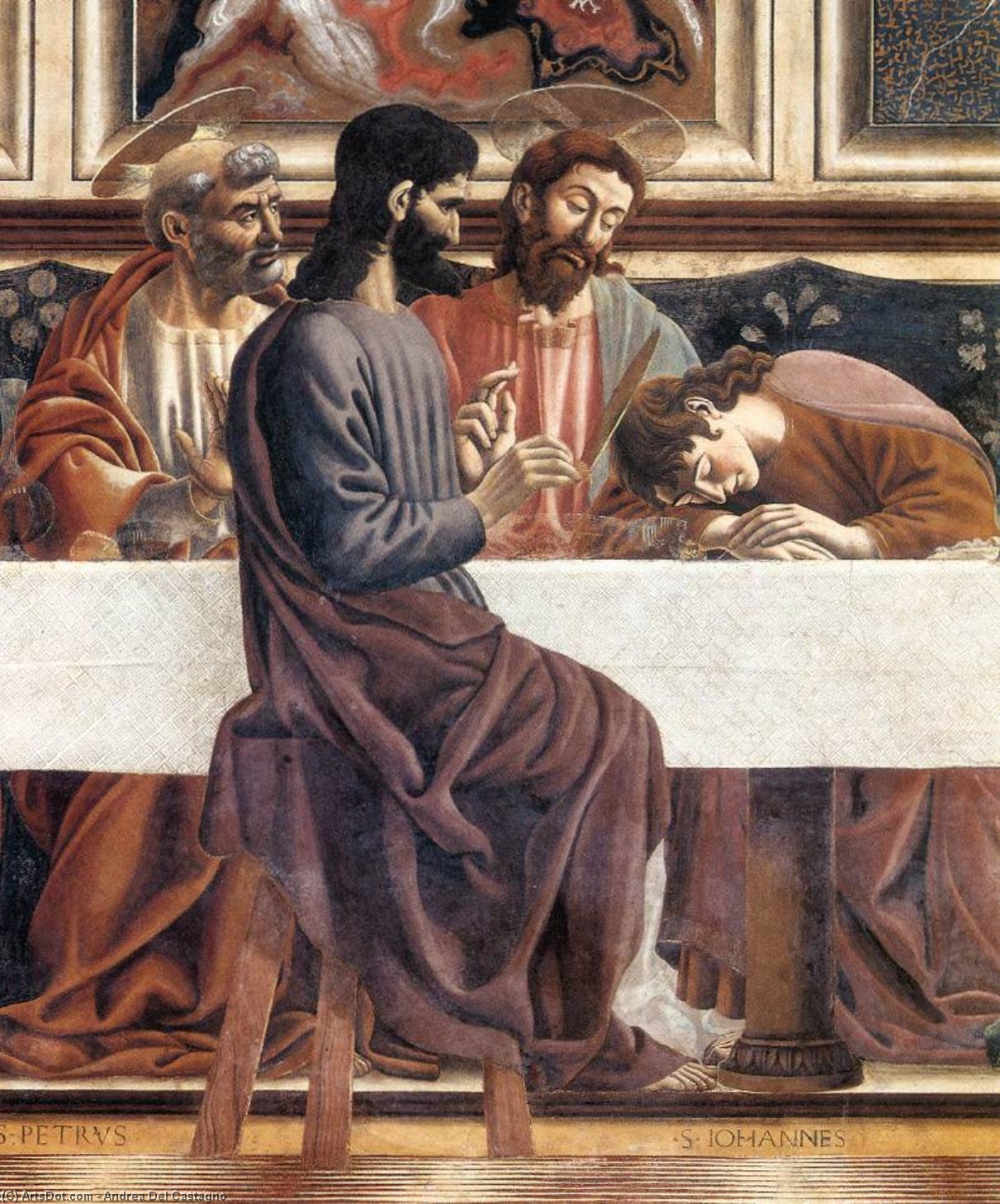 Wikioo.org - Bách khoa toàn thư về mỹ thuật - Vẽ tranh, Tác phẩm nghệ thuật Andrea Del Castagno - last supper (detail)1440s