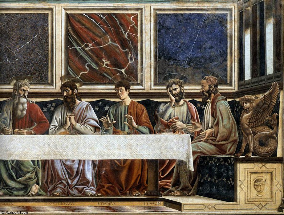 Wikioo.org – L'Enciclopedia delle Belle Arti - Pittura, Opere di Andrea Del Castagno - L Ultima Cena particolare  4