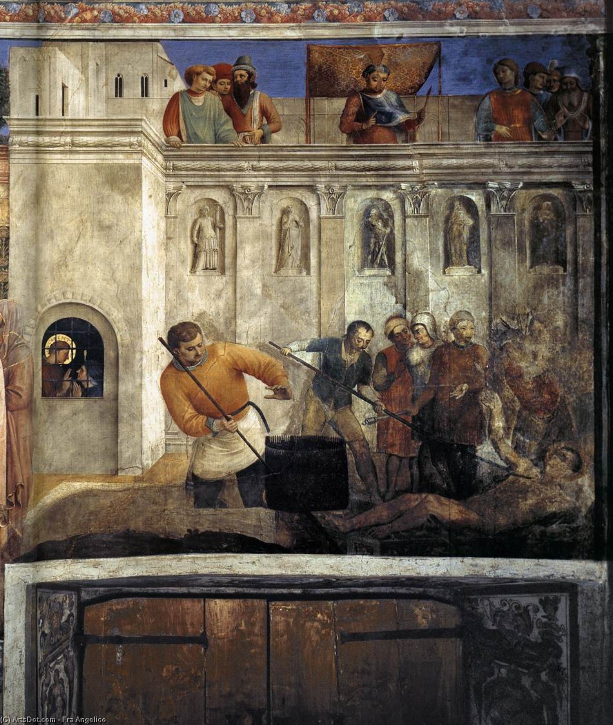 Wikioo.org - The Encyclopedia of Fine Arts - Painting, Artwork by Fra Angelico - E,wall - Martyrdom of St Lawrence