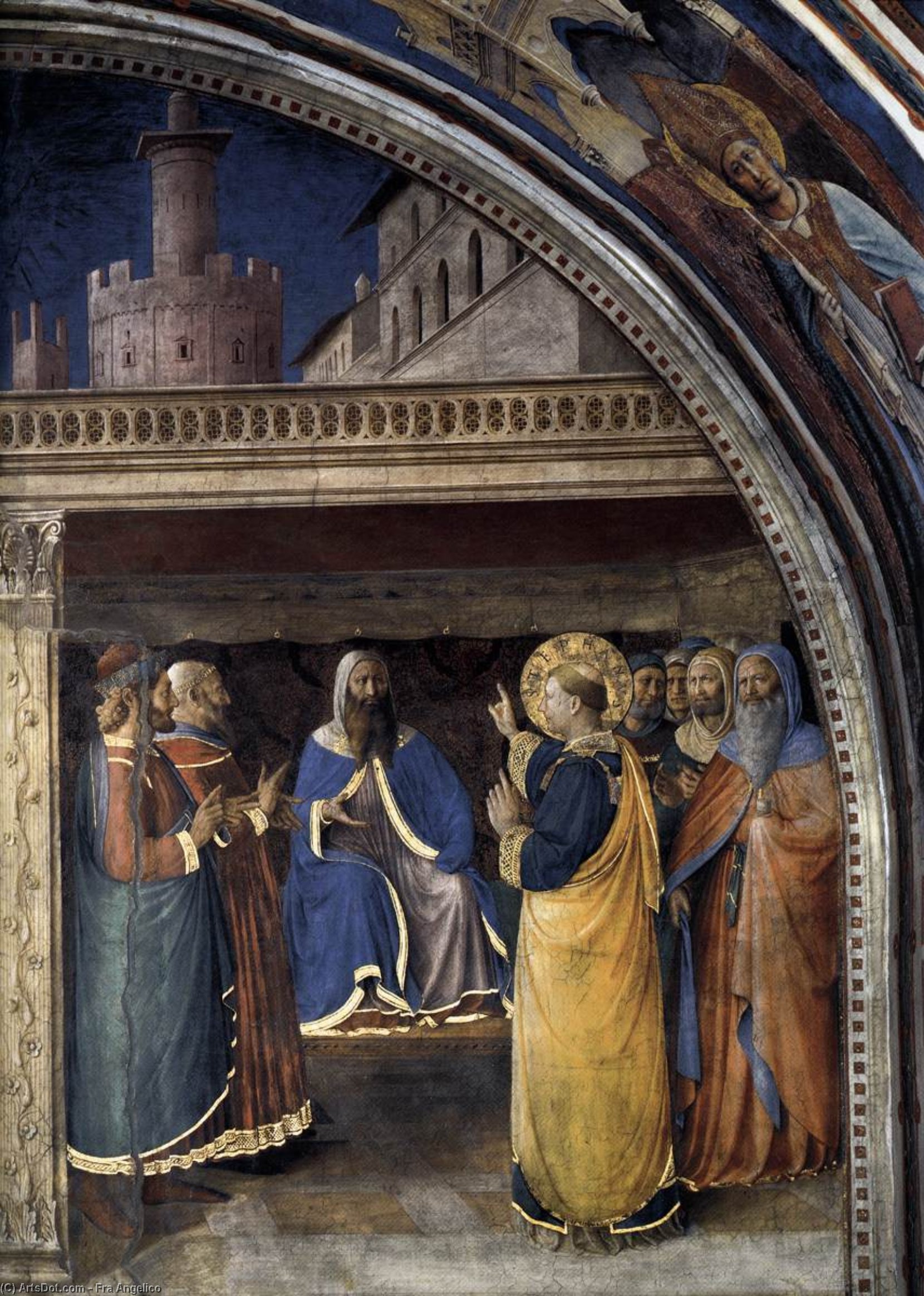 WikiOO.org - Енциклопедія образотворчого мистецтва - Живопис, Картини
 Fra Angelico - N,wall - Dispute before Sanhedrin