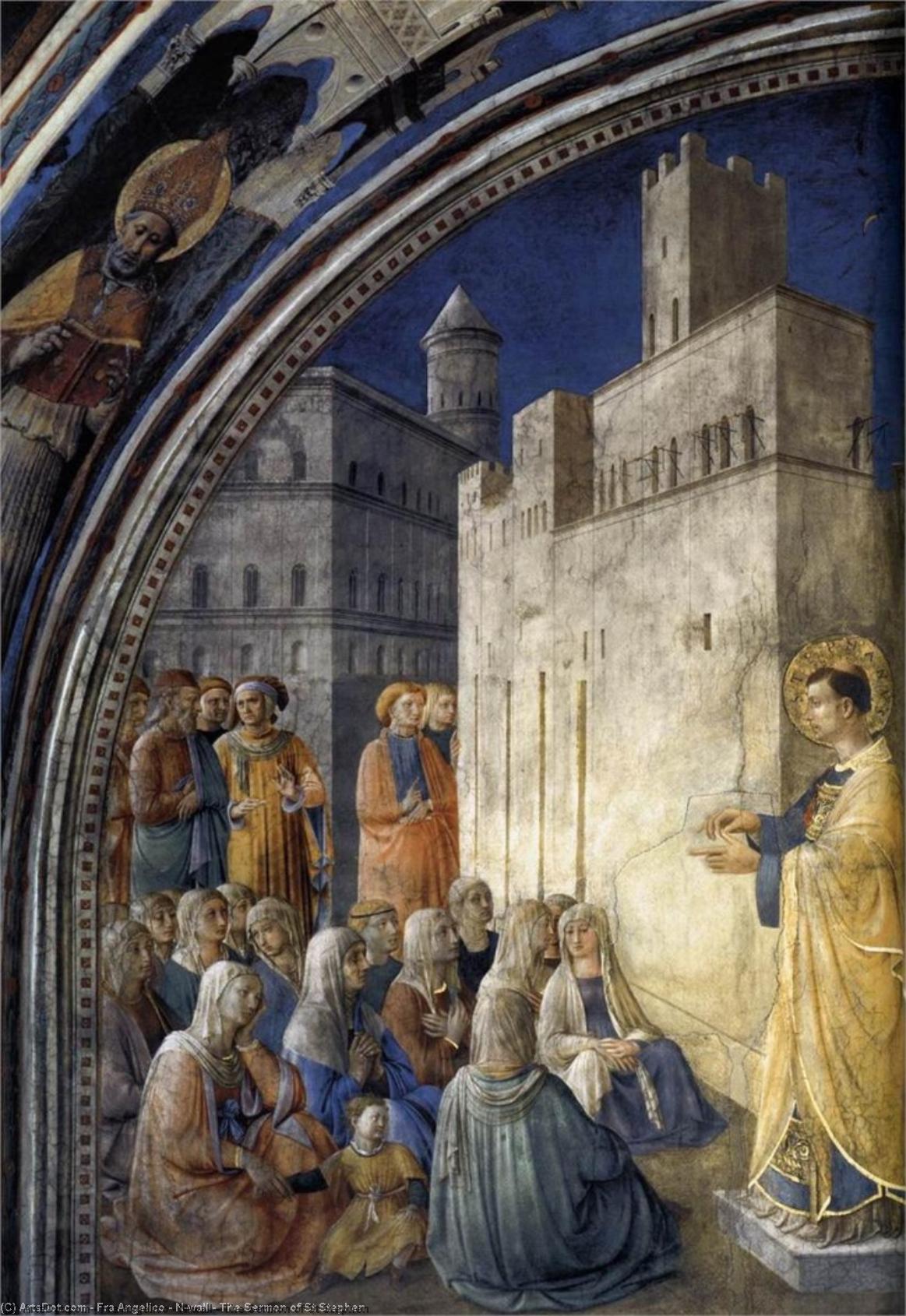Wikioo.org - The Encyclopedia of Fine Arts - Painting, Artwork by Fra Angelico - N,wall - The Sermon of St Stephen