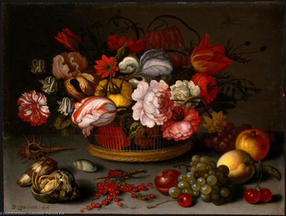 WikiOO.org - Енциклопедия за изящни изкуства - Живопис, Произведения на изкуството Balthasar Van Der Ast - Basket flowers