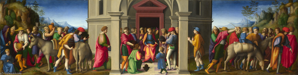 Wikioo.org - The Encyclopedia of Fine Arts - Painting, Artwork by Francesco D'ubertino Verdi (Bacchiacca) - Joseph receives his Brothers