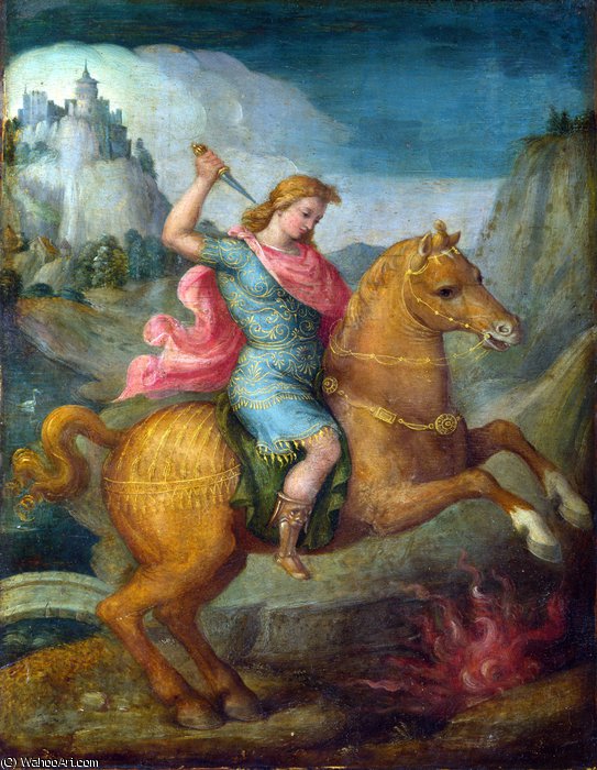Wikioo.org - The Encyclopedia of Fine Arts - Painting, Artwork by Francesco D'ubertino Verdi (Bacchiacca) - Marcus curtius