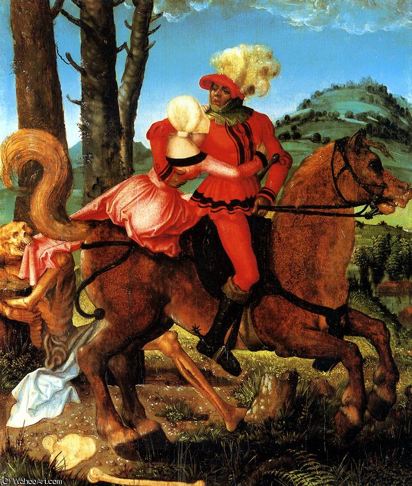 Wikioo.org - The Encyclopedia of Fine Arts - Painting, Artwork by Hans Baldung - The Knight, the Young Girl, and Death