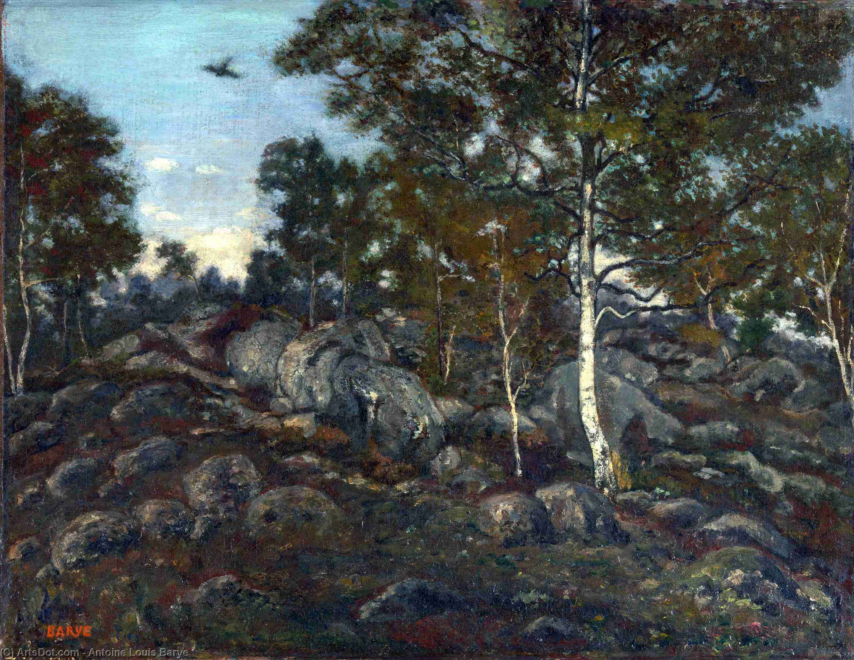 Wikioo.org - The Encyclopedia of Fine Arts - Painting, Artwork by Antoine Louis Barye - The Forest of Fontainebleau