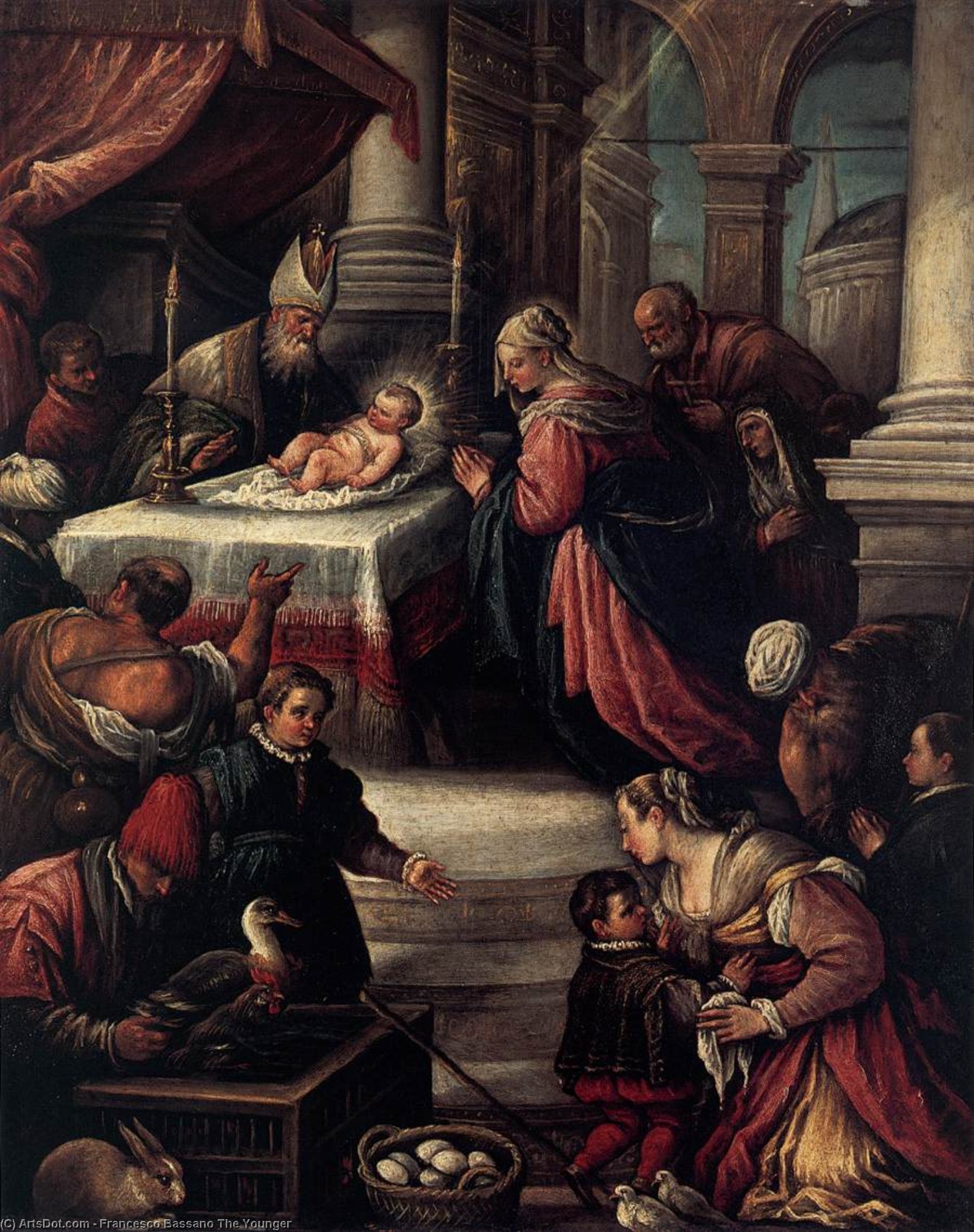 WikiOO.org – 美術百科全書 - 繪畫，作品 Francesco Bassano The Younger - 介绍 基督  在  的  寺