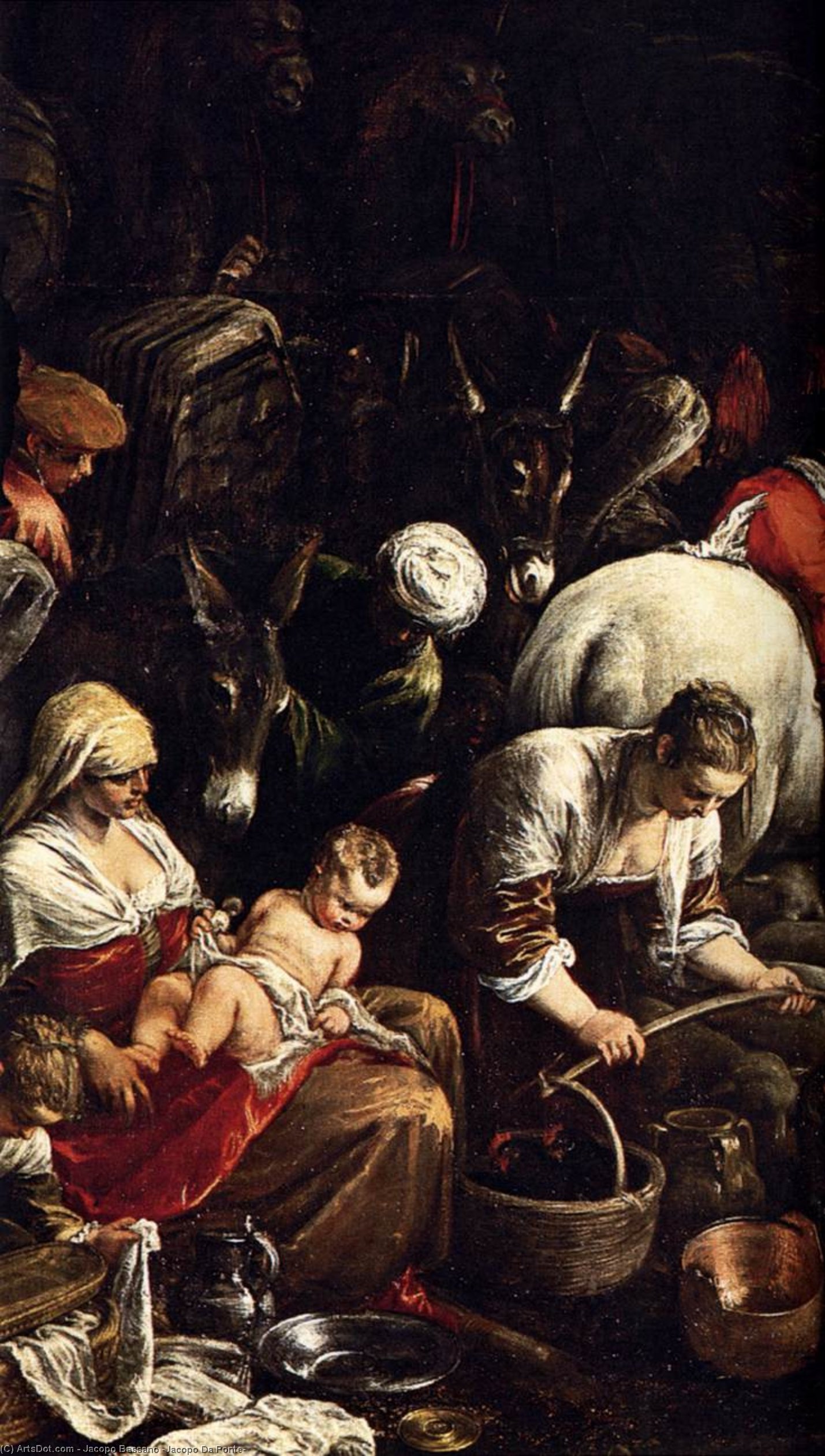 Wikioo.org – L'Enciclopedia delle Belle Arti - Pittura, Opere di Jacopo Bassano (Jacopo Da Ponte) - ritorno di Giacobbe  con  sua  famiglia  particolare  1