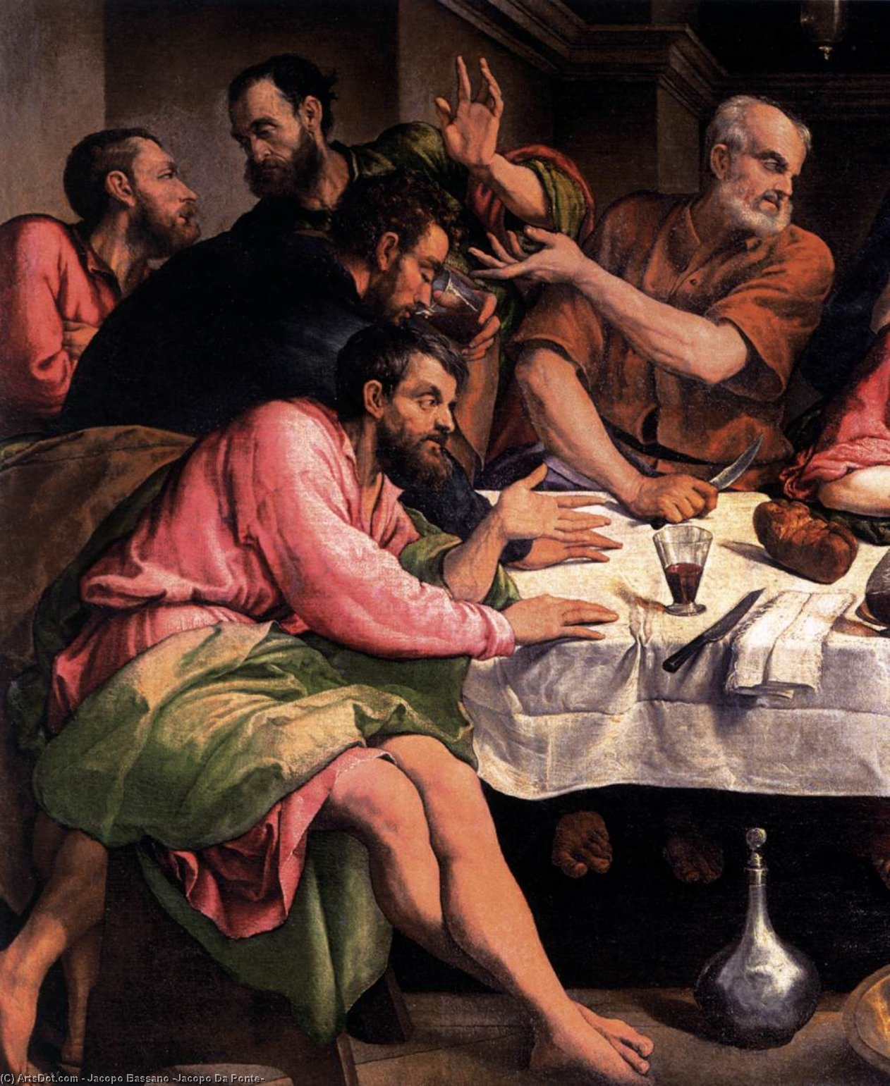 WikiOO.org - Encyclopedia of Fine Arts - Lukisan, Artwork Jacopo Bassano (Jacopo Da Ponte) - The last supper (detail)