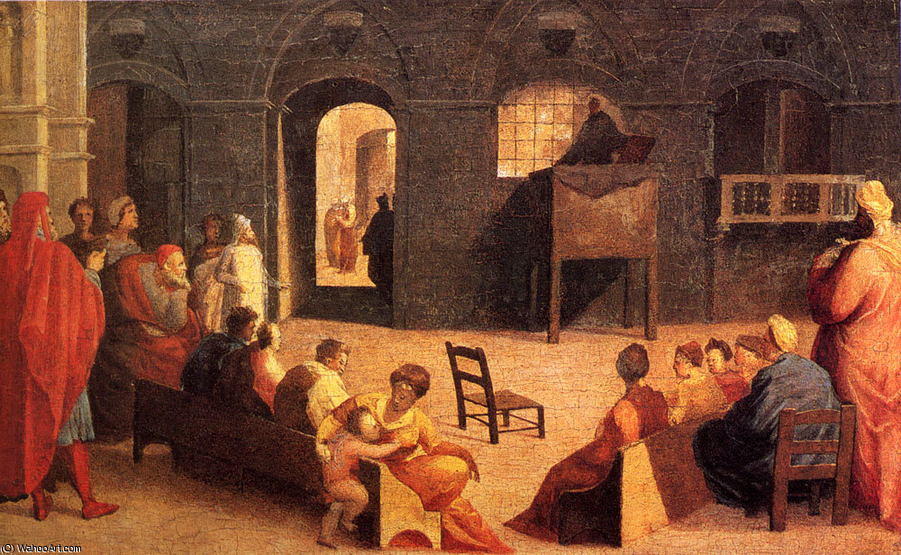 Wikioo.org - The Encyclopedia of Fine Arts - Painting, Artwork by Domenico Di Pace Beccafumi - St Bernardino of Siena Preaching