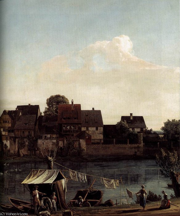 Wikioo.org - สารานุกรมวิจิตรศิลป์ - จิตรกรรม Bernardo Bellotto - Dresden - Pirna Seen from the Harbour Town (detail)