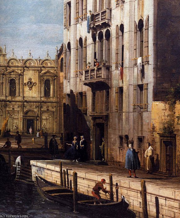 Wikioo.org - The Encyclopedia of Fine Arts - Painting, Artwork by Bernardo Bellotto - Italy - Rio dei Mendicanti with the Scuola di San Marco (detail)
