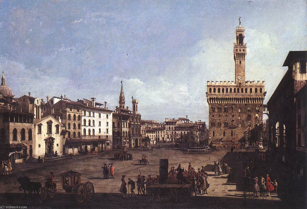 Wikioo.org - The Encyclopedia of Fine Arts - Painting, Artwork by Bernardo Bellotto - Italy - The Piazza della Signoria in Florence