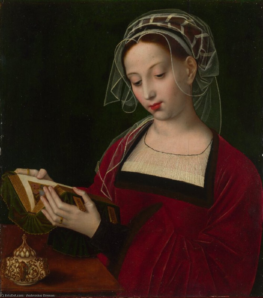 Wikioo.org - The Encyclopedia of Fine Arts - Painting, Artwork by Ambrosius Benson - The magdalen reading