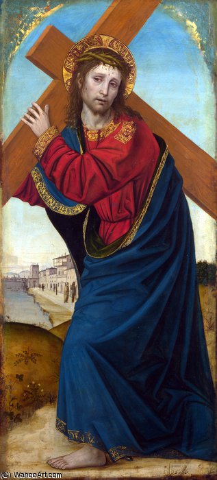 Wikioo.org – L'Enciclopedia delle Belle Arti - Pittura, Opere di Ambrogio Da Fossano (Ambrogio Bergognone) - Cristo che porta la croce
