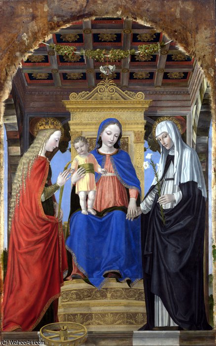 Wikioo.org - The Encyclopedia of Fine Arts - Painting, Artwork by Ambrogio Da Fossano (Ambrogio Bergognone) - The Virgin and Child with Saints