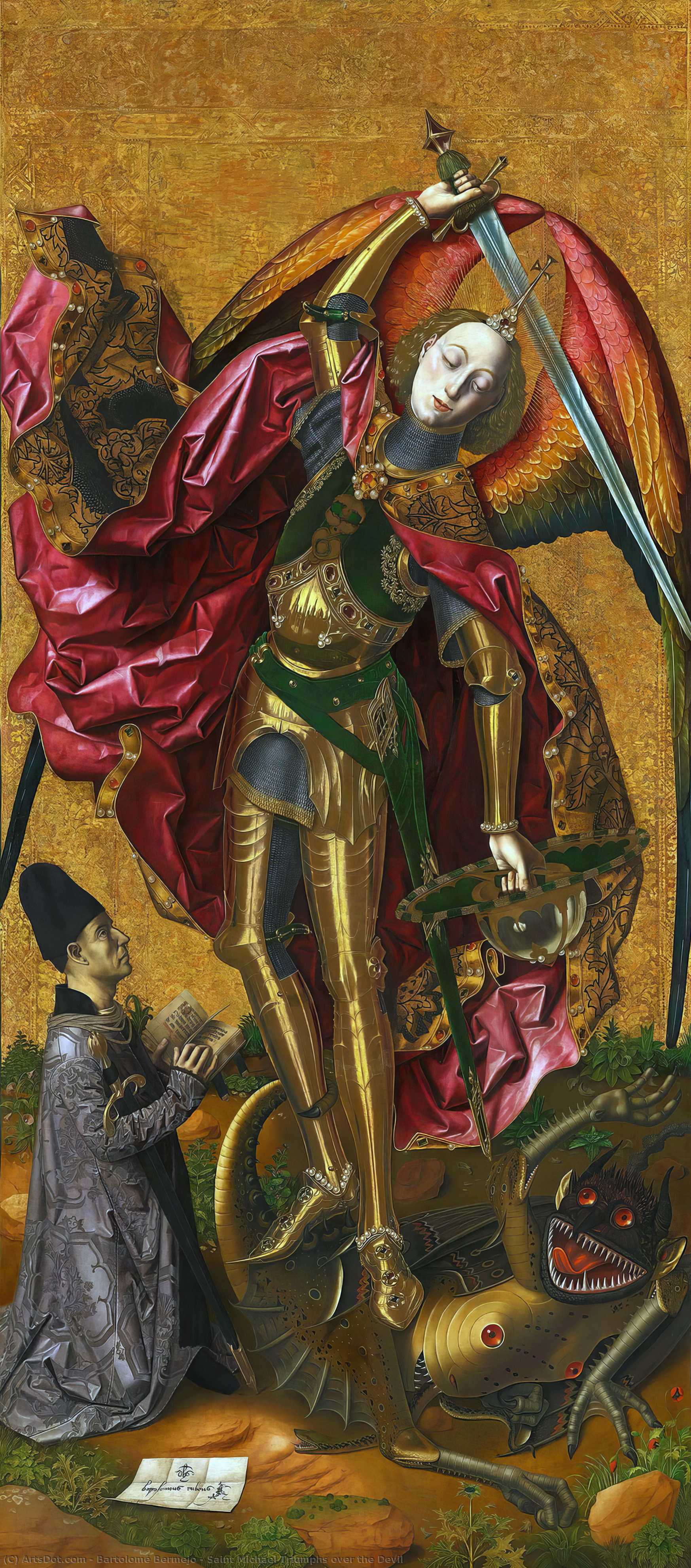 Wikioo.org - The Encyclopedia of Fine Arts - Painting, Artwork by Bartolomé Bermejo - Saint Michael Triumphs over the Devil