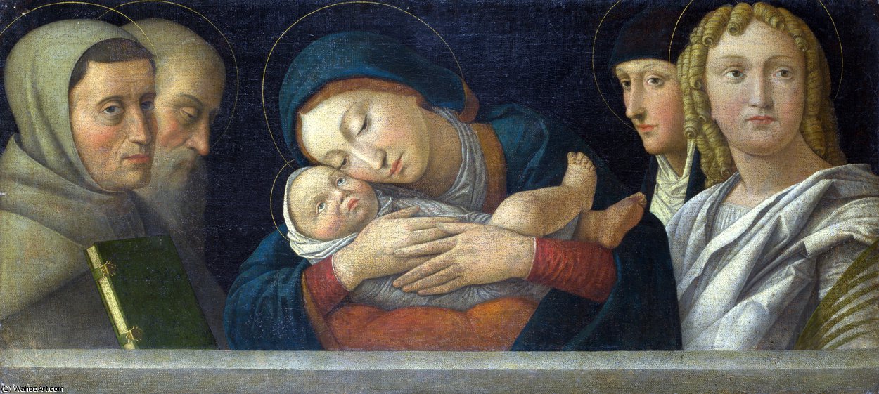 Wikioo.org - The Encyclopedia of Fine Arts - Painting, Artwork by Francesco Bonsignori - The Virgin and Child with Four Saints