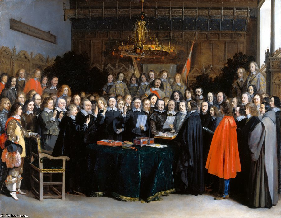 Wikioo.org - The Encyclopedia of Fine Arts - Painting, Artwork by Gerard Ter Borch - The Ratification of the Treaty of Münster