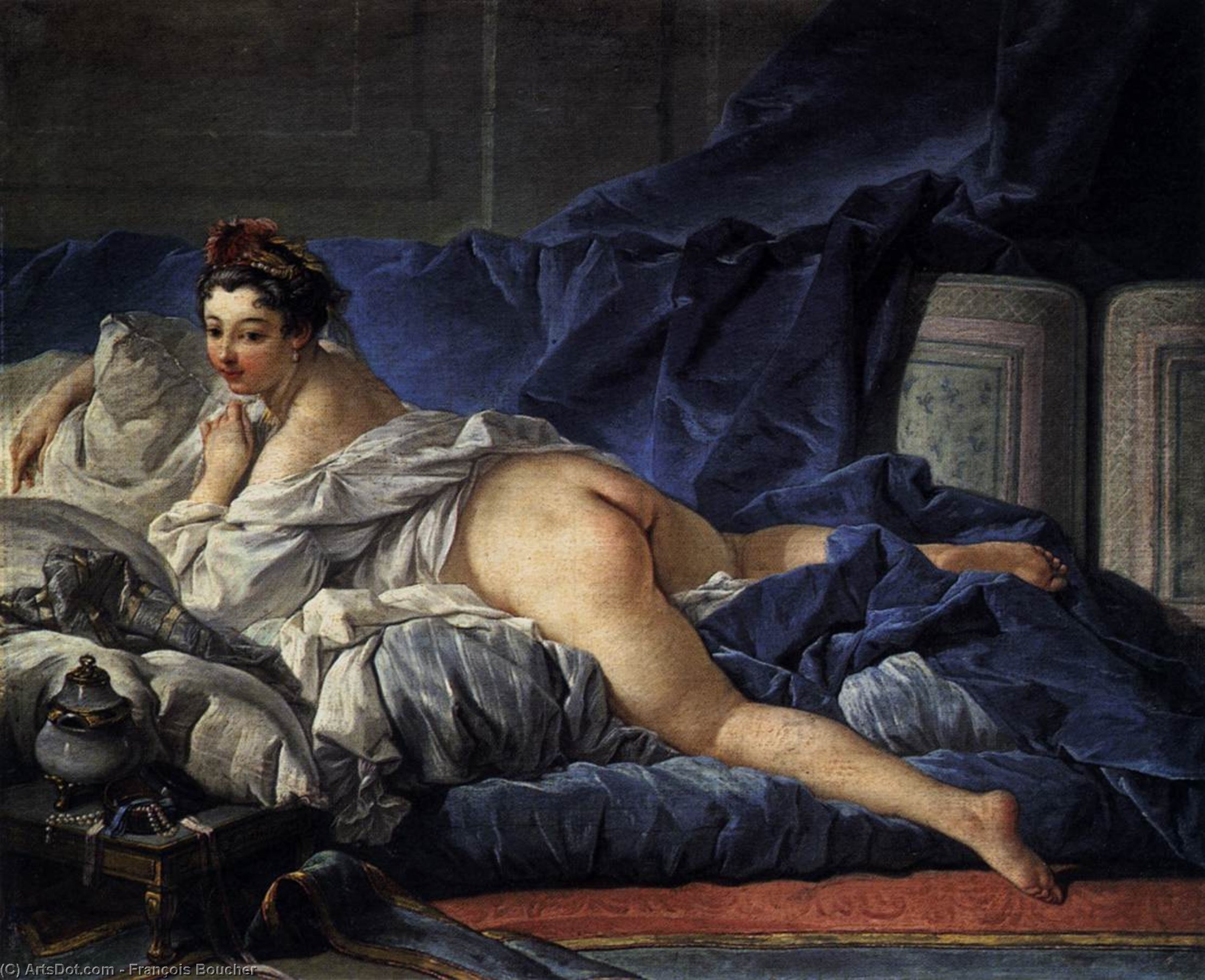 Wikioo.org - The Encyclopedia of Fine Arts - Painting, Artwork by François Boucher - Brown Odalisque (L'Odalisque Brune)