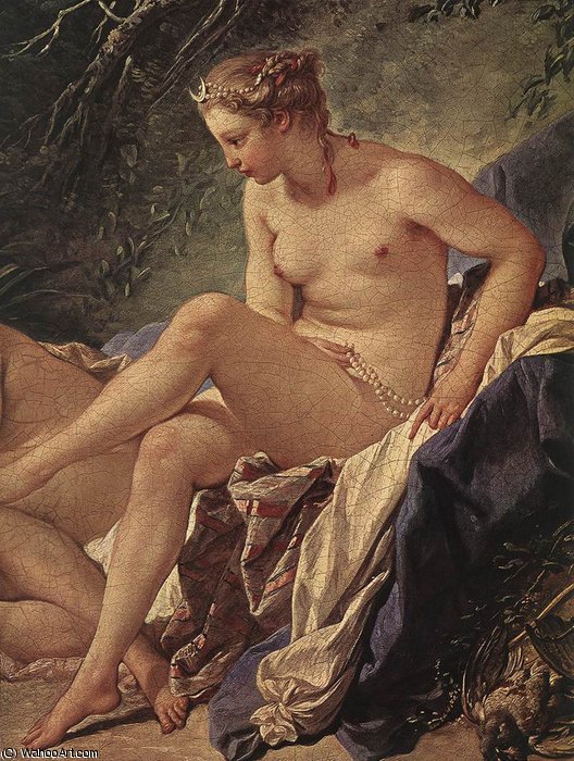 Wikioo.org – La Enciclopedia de las Bellas Artes - Pintura, Obras de arte de François Boucher - Diana de descanso después de su baño (detalle)