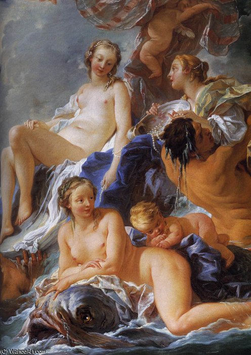 Wikioo.org – La Enciclopedia de las Bellas Artes - Pintura, Obras de arte de François Boucher - El nacimiento de Venus Detalle